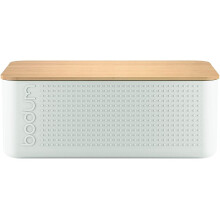 Bodum Bistro Bread Box Bin with Bamboo Lid in Off White