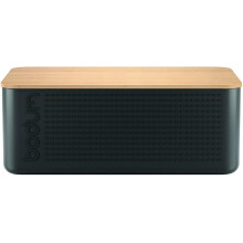 Bodum Bistro Bread Box Bin with Bamboo Lid in Black