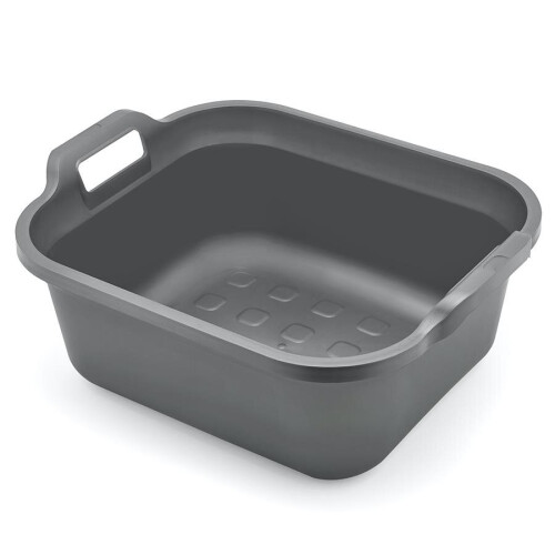 Addis Addis Large Rectangular 10 Litre Washing Up Bowl with Handles, Metallic Silver, 39 x 32 x 14 cm