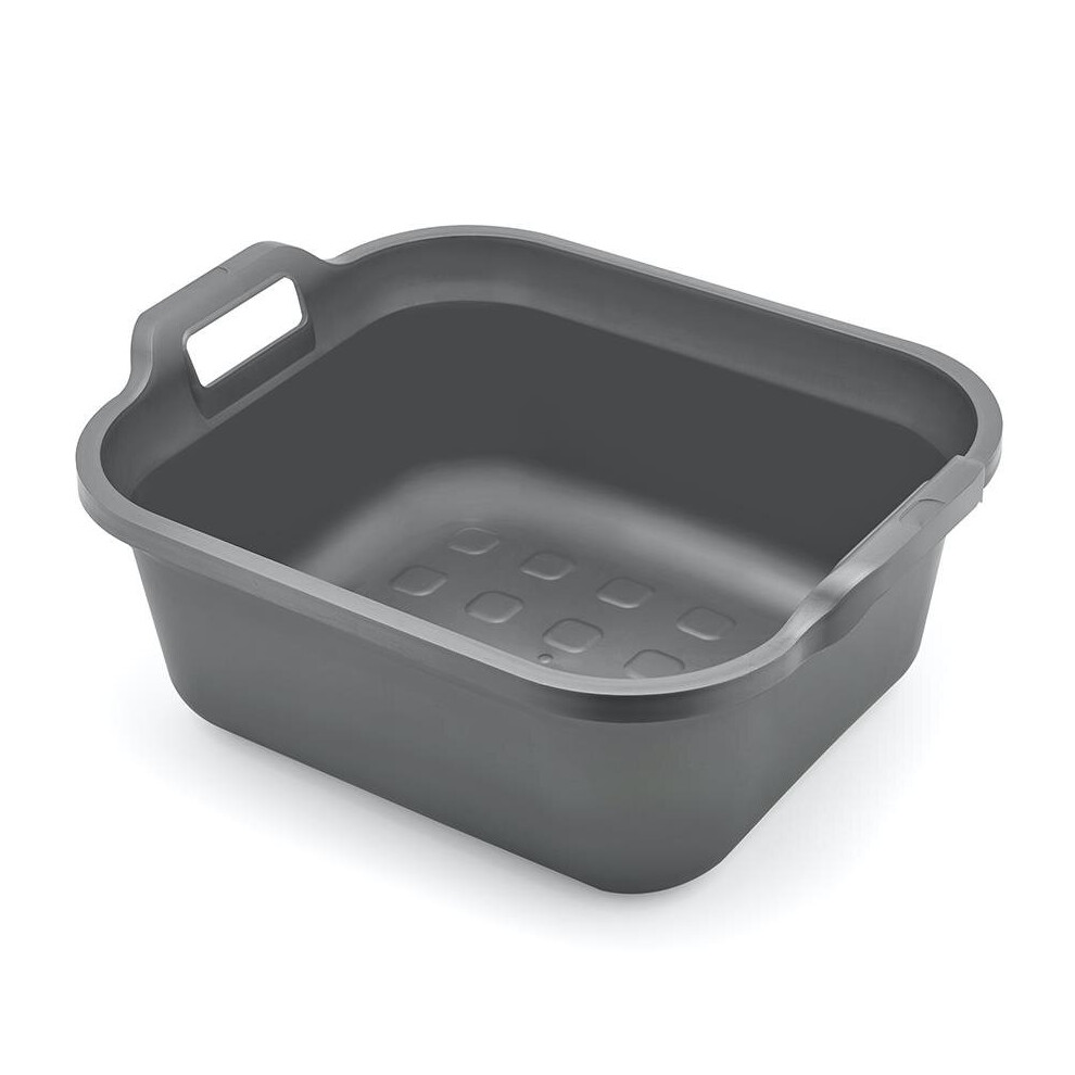 Addis Large Rectangular 10 Litre Washing Up Bowl With Handles, Metallic Silver, 39 X 32 X 14 Cm