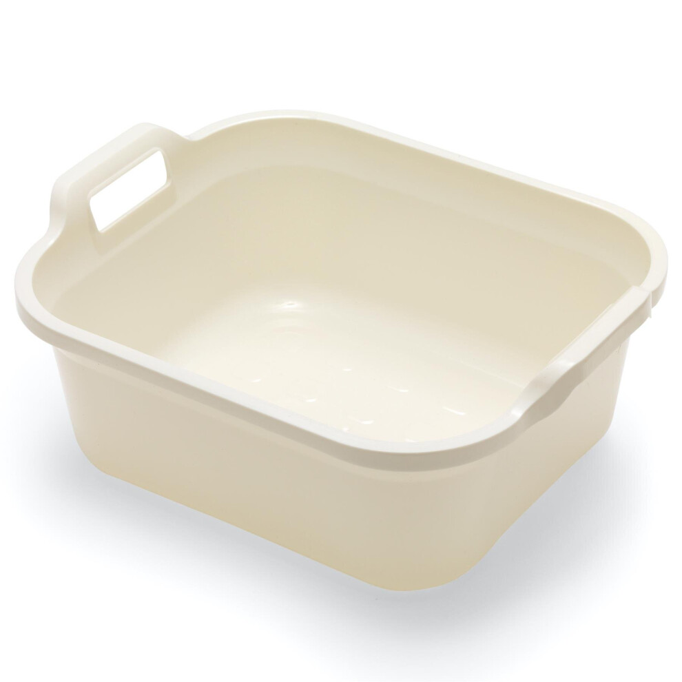 Addis Large Rectangular 9.5 Litre Washing Up Bowl With Handles, Linen Cream, 39 X 32 X 14 Cm