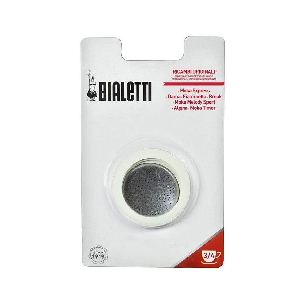 Bialetti Blister 3 Gaskets + 1 Filter For 3-4 Cups Stainless Steel Moka Pot