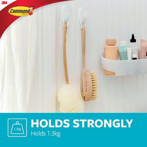 3M Command Bath Hook 2/Pkg-2 White Hooks & 2 Strips 1