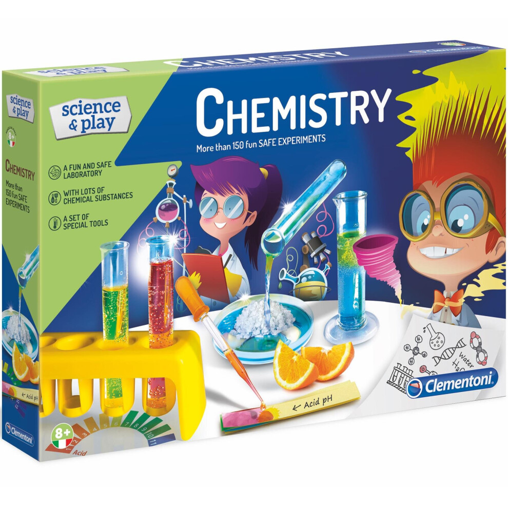 Clementoni Chemistry Set With Over 150 Safe Experiments, Science & Play, Age 8 +