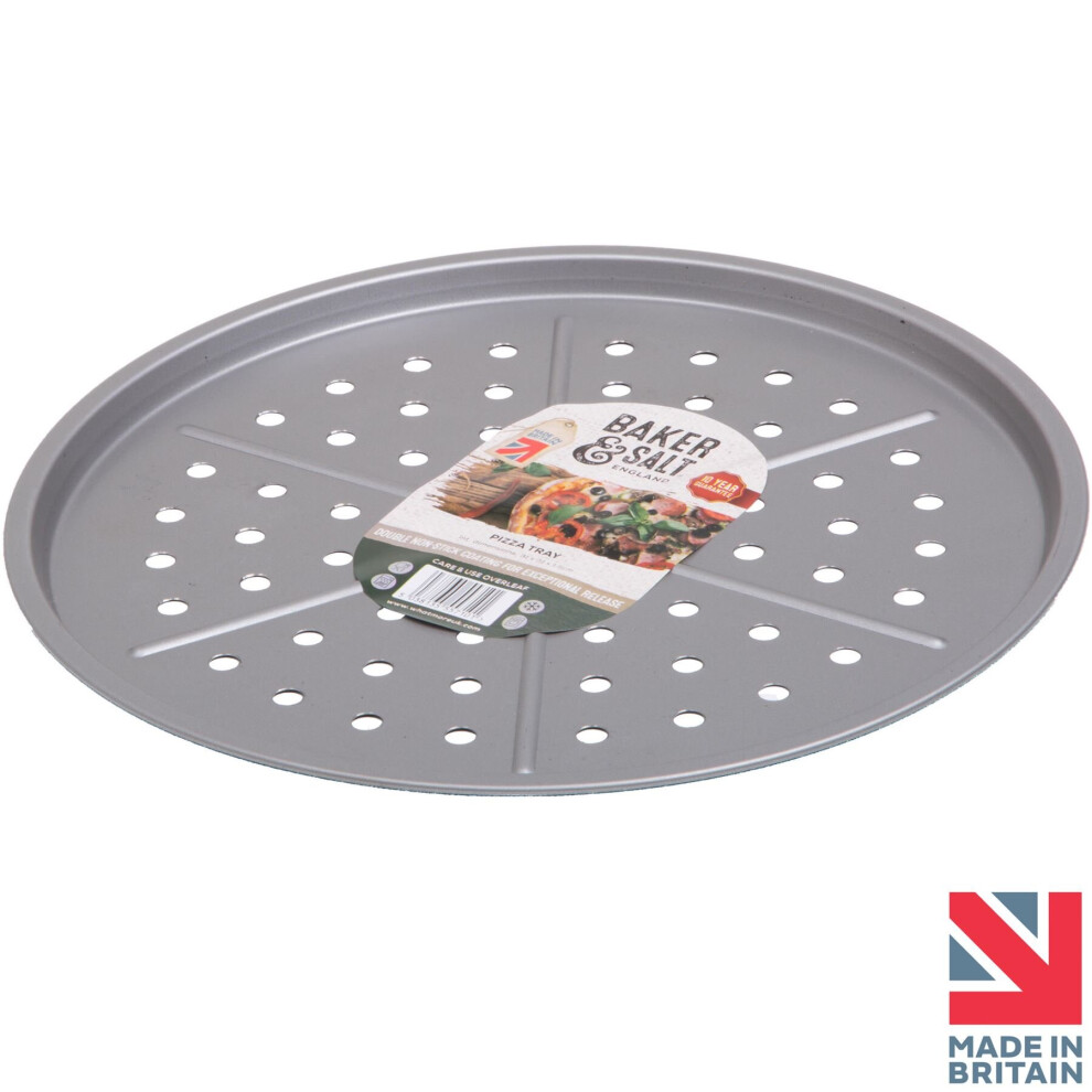 Baker & SaltÂ Pizza Oven Tray for Crispy Base 33cm - Non-Stick & Dishwasher Safe