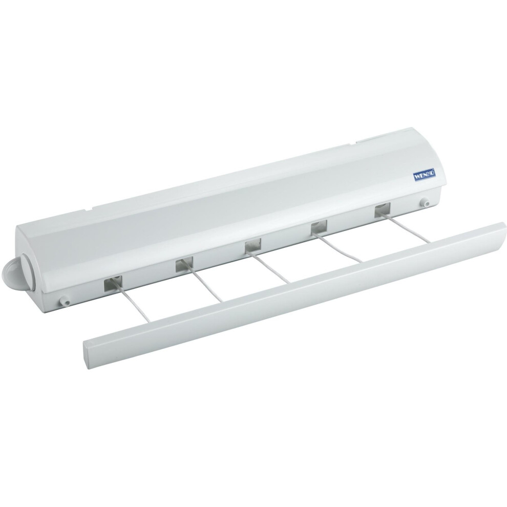 Wenko Extendable Wall Clothes Line, 5 Lines, Retraction Lock & Automatic Roll Up