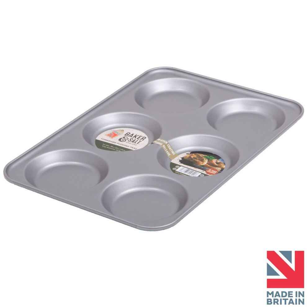 Baker & SaltÃ 6 Hole Yorkshire Pudding Baking Tray - Non-Stick & Dishwasher Safe