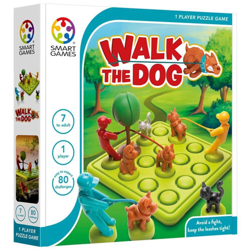 SmartGames Walk The Dog One Player Puzzle Game Comes with 80 Challenges and Solutions For Ages 7+