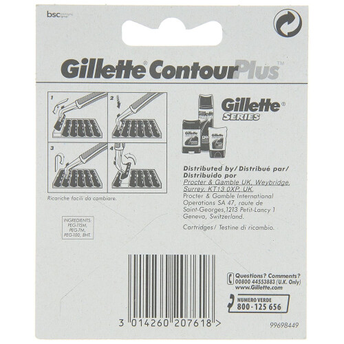 Gillette 10 x Gillette Contour Plus Scheermesjes navullingen met Lubrastrip 1