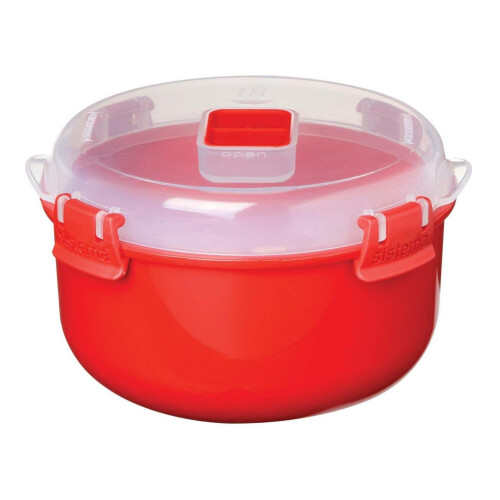 Sistema Sistema Microwave Round Container, 915 ml - Red/Clear 2