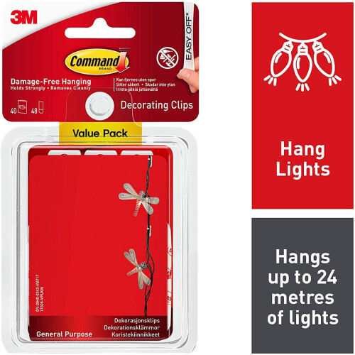 3M Command Decoration Clips for Christmas and Fairy Light - White, Value Pack 1