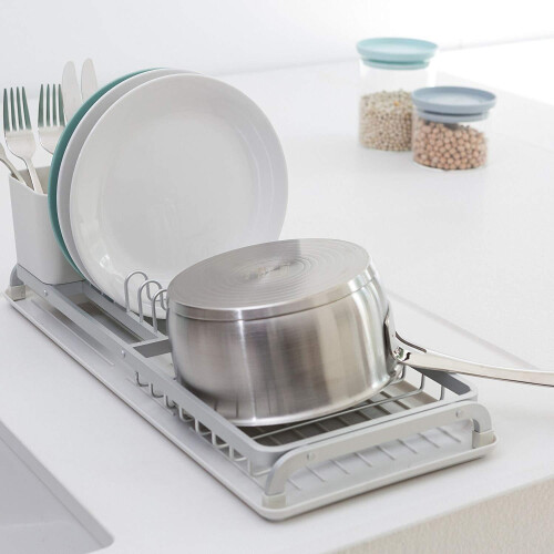 Brabantia Brabantia Compact Dish Drying Rack with Draining Tray, Light Grey 2