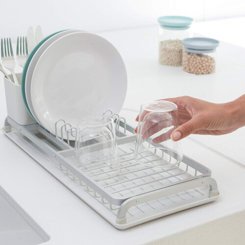 Brabantia Brabantia Compact Dish Drying Rack with Draining Tray, Light Grey 1