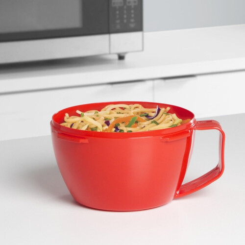 Sistema Sistema Red Klip It Microwave Noodle Bowl, 940ml 2