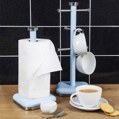 Swan Swan Retro Six Cup Mug Tree, Weighted Base, Blue 1