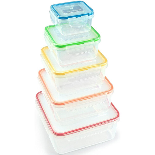 Lock & Lock Coloured Square 5 Piece Nesting Set 1