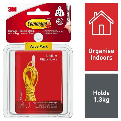3M Command Medium Hooks White Value Pack of 6 [4396] 1