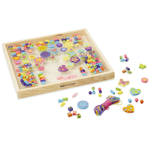 Melissa & Doug Deluxe Wooden Stringing Beads With 200+ Beads and 8 ...