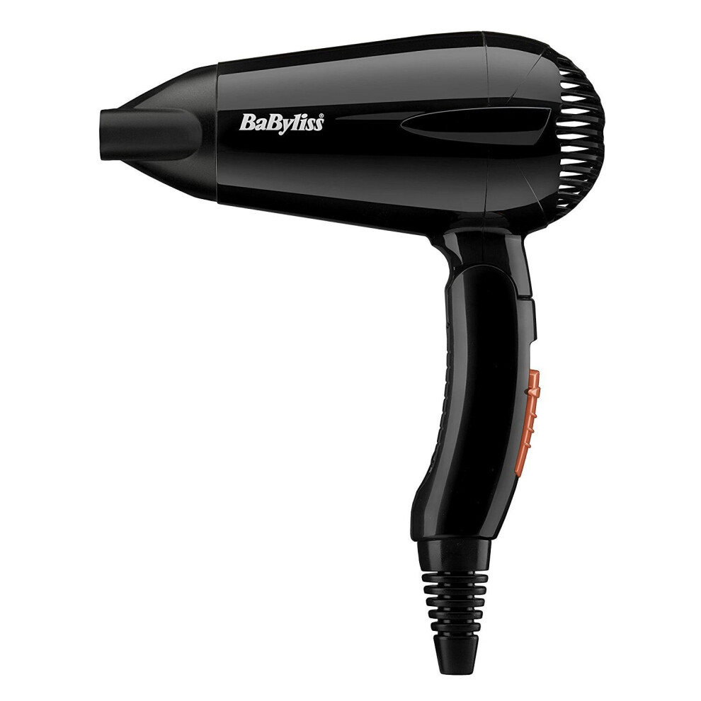 BaByliss Travel 2000W Hair Dryer Compact Small with Folding Handle - 5344U Black