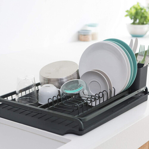 Brabantia Brabantia Large Dish Drying Rack with Draining Tray, Dark Grey 2