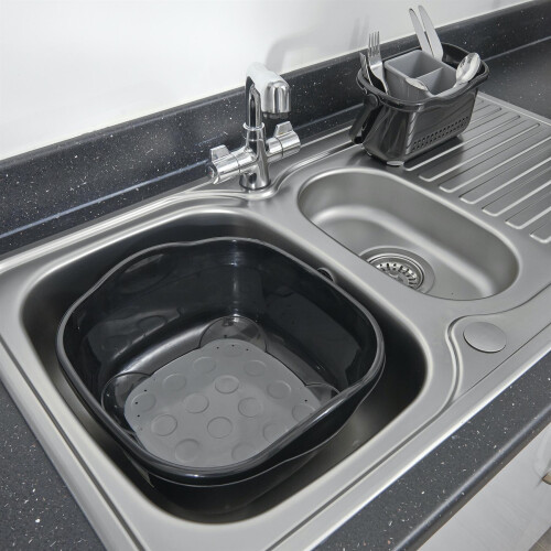 Addis Addis Soft Touch Washing Up Bowl, Black/Grey 1