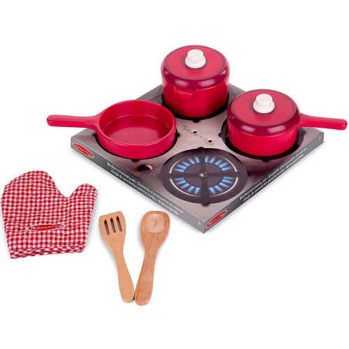 Melissa & Doug Melissa & Doug Wooden Play Kitchen Accessory Set Pot and Pans 2