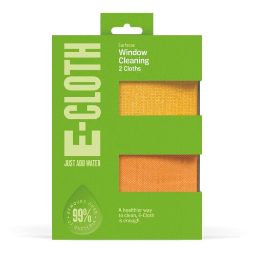 eCloth Glass Window Pack 2 Microfibre Cleaning & Polishing Cloths, No