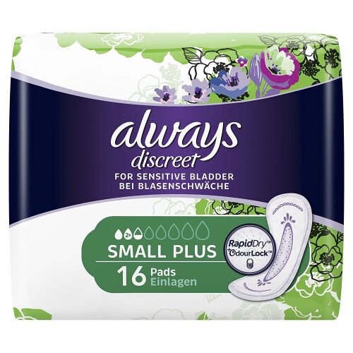 Always Always Discreet Sensitive Bladder Incontinence Pads Liners Small Plus Pack of 16 1