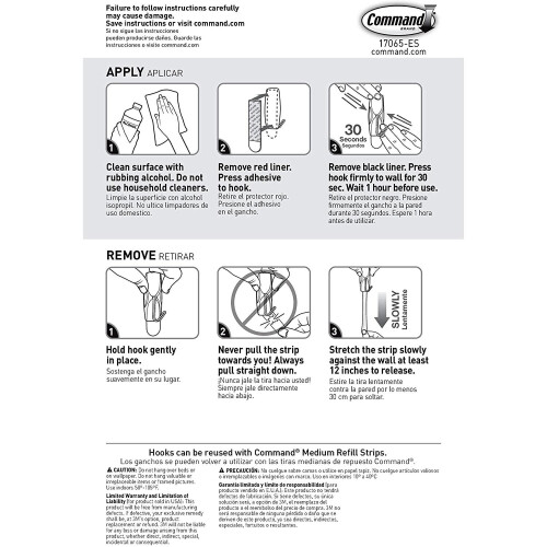 3M Command Medium Wire Hook 2/Pkg-2 White Hooks & 3 Strips 2