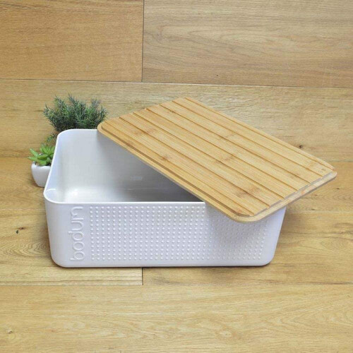Bodum Bistro Bread Box Bin with Bamboo Lid in Off White on OnBuy