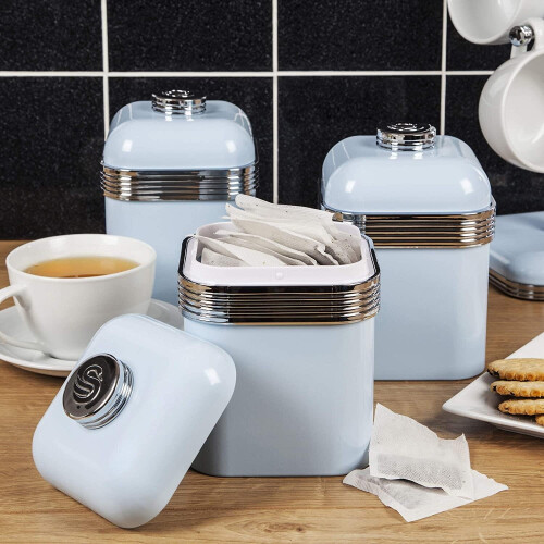 Swan Swan Retro Set of 3 Canisters Blue 2