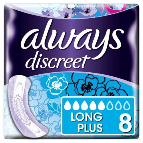Always Always Discreet Sensitive Bladder Incontinence Pads Long Plus Pad Thin Pack of 8 2