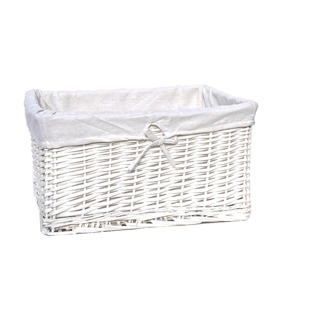 (White, XLARGE) Willow Wicker Wider Deep Nursery Storage Basket