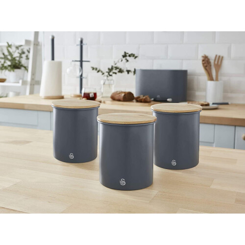Swan (Grey) Swan Nordic Set of 3 Storage Canisters 1