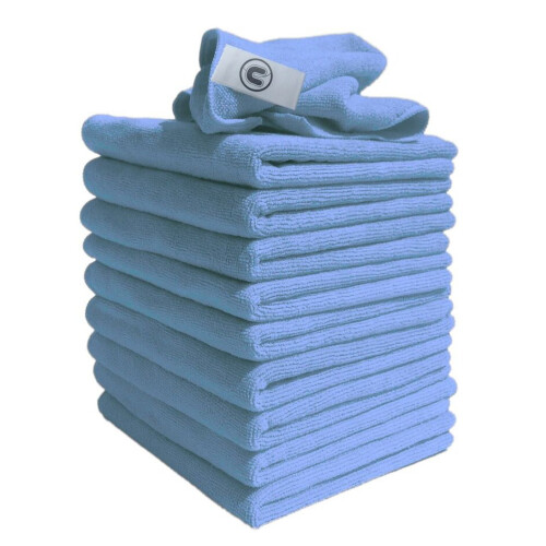 Professional Large Microfibre Cloths - Blue - Pack of 10 - Discounted Cleaning Supplies - MIBC40AQO