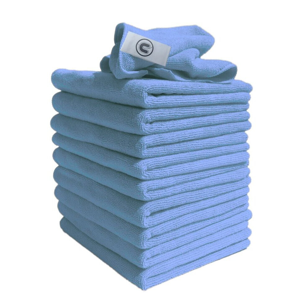 Professional Large Microfibre Cloths - Blue - Pack of 10 - Discounted Cleaning Supplies - MIBC40AQO