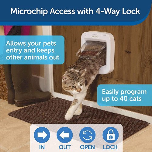 PetSafe PetSafe Microchip Cat Flap White Easy Program Kitten Gate Door PPA19-16145 1