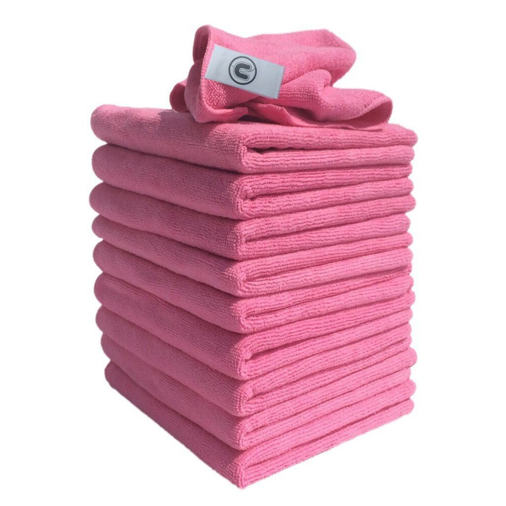 Professional Large Microfibre Cloths - Pink - Pack of 10 - Discounted Cleaning Supplies - MIPC40AQO