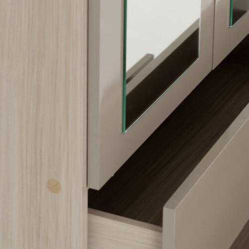Seconique Nevada 3 Door 2 Drawer  Mirrored Wardrobe OYSTER 2