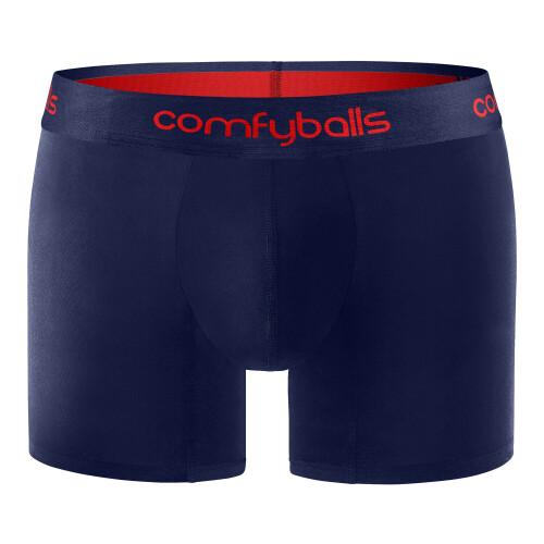 (Medium) Comfyballs Performace Long Boxer Shorts - Navy / Racing Red - Medium 2