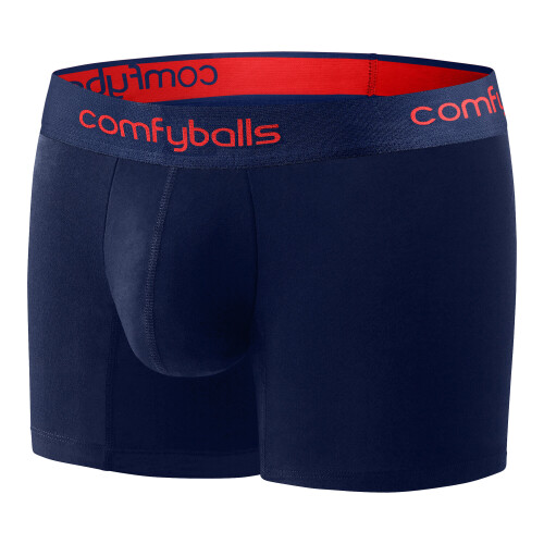 (Medium) Comfyballs Performace Long Boxer Shorts - Navy / Racing Red - Medium