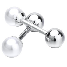 Charles William Pearl And Silver Round Ball Cufflinks