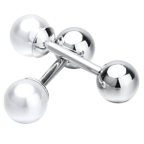 Charles William Pearl And Silver Round Ball Cufflinks
