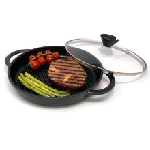 Non Stick Round Cast 27 cm Aluminium Griddle Pan Frying Pan with Lid