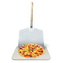 Oven & BBQ Pizza Stone & Pizza Peel Set | Pizza Paddle & Stone - 30cm x 38cm