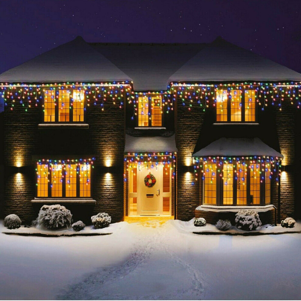 360 LED Snowing Icicle Lights 8m White Cable 8 Function Indoor/Outdoor G-0403