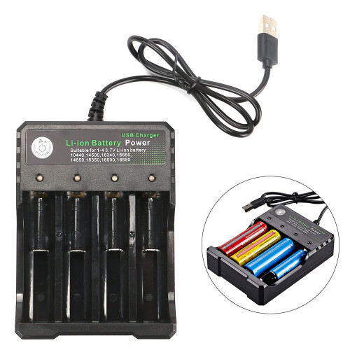 CZHONG-4-Slot 18650 Li-ion Battery Charger Dual for 4.2V USB Fast Charge