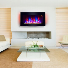 TruFlame 7 colour Side LEDs Wall Mounted Arched Glass Electric Fire with Pebbles