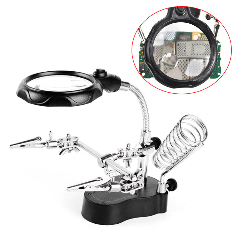 Desk Lamp LED Magnifying Glass With Light Stand Clamp For Repair Read