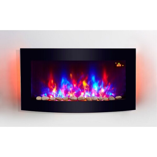 TruFlame 7 colour Side LEDs Wall Mounted Arched Glass Electric Fire with Pebbles 2
